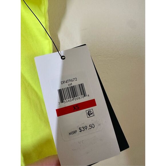 DKNY Sport Yellow Short Sleeve Rhinestone Logo T Shirt Size XS New - Picture 3 of 6